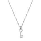 Sterling Silver & Genuine Diamond 18 Inch Heart Key Necklace