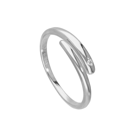 Sterlingsilber & Echt Diamant Verstellbar Wirbel Ring