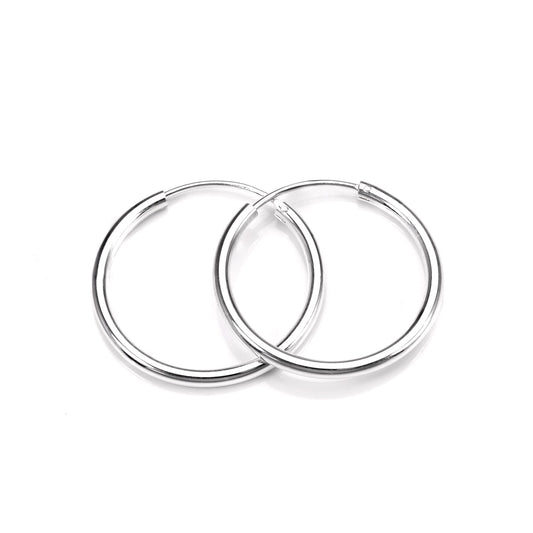Sterling Silver 25mm Hoop Earrings with 2mm Tube
