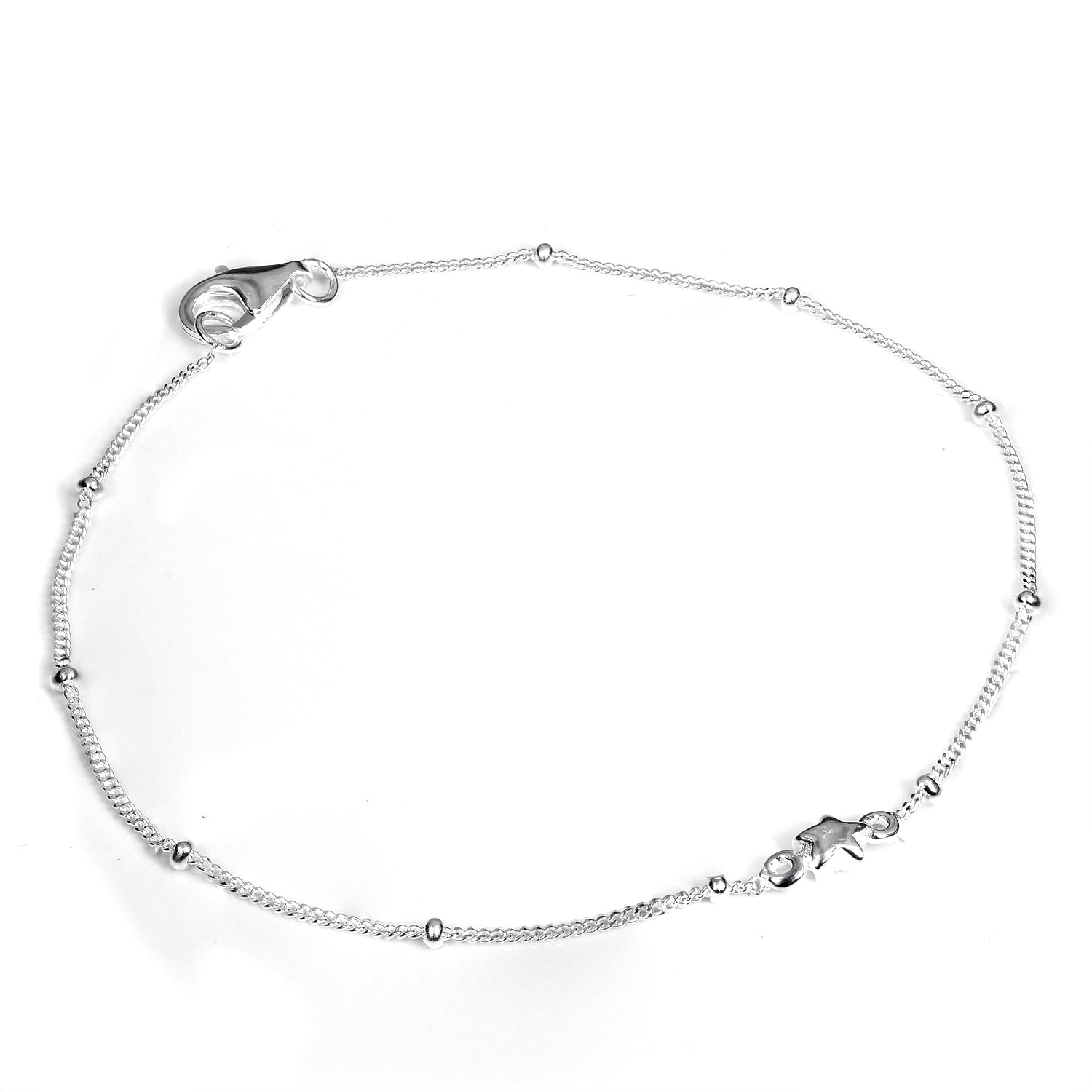 Sterling Silver Beaded Diamond Cut Star Bracelet