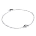 Sterling Silver Fine Belcher Bracelet with Round CZ Crystal & Clasp