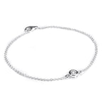 Sterling Silver Fine Belcher Bracelet with Round CZ Crystal & Clasp