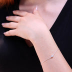 Sterling Silver Fine Belcher Bracelet with Round CZ Crystal & Clasp
