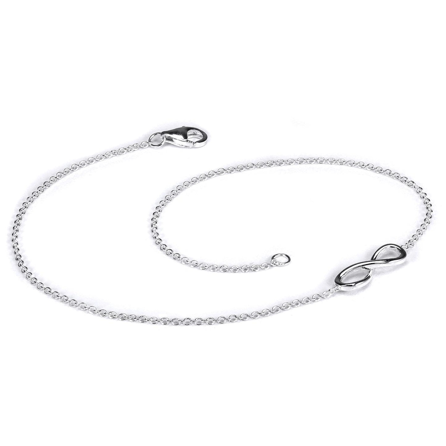 Sterling Silver Fine Belcher Chain Infinity Anklet