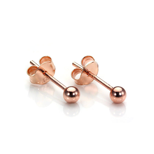 Rose Gold Plated Sterling Silver 3mm Ball Stud Earrings