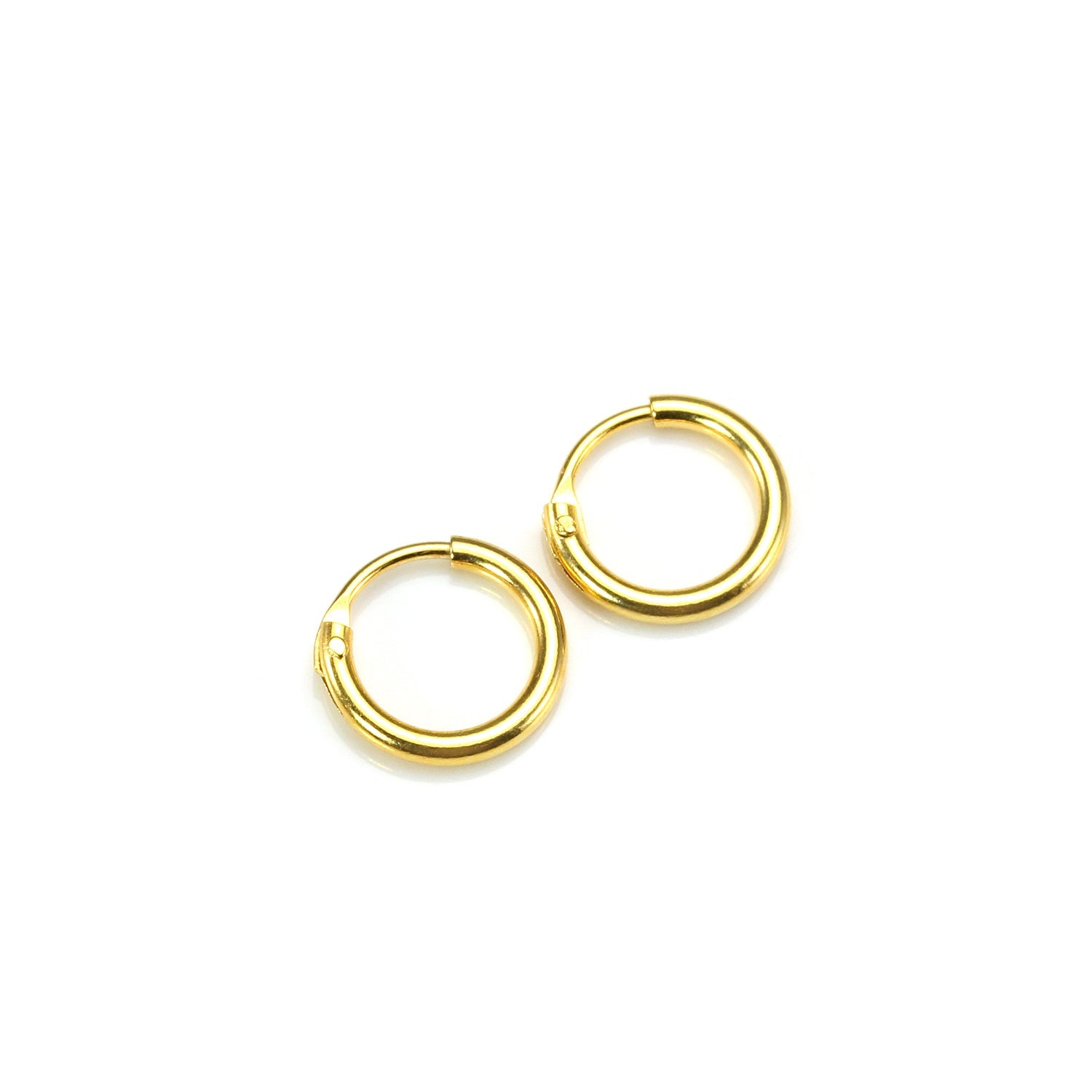 Gold Plated Sterling Silver Hoop Sleeper Earrings - 8mm - 35mm