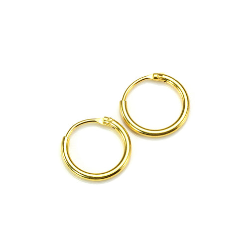 Gold Plated Sterling Silver Hoop Sleeper Earrings - 8mm - 35mm