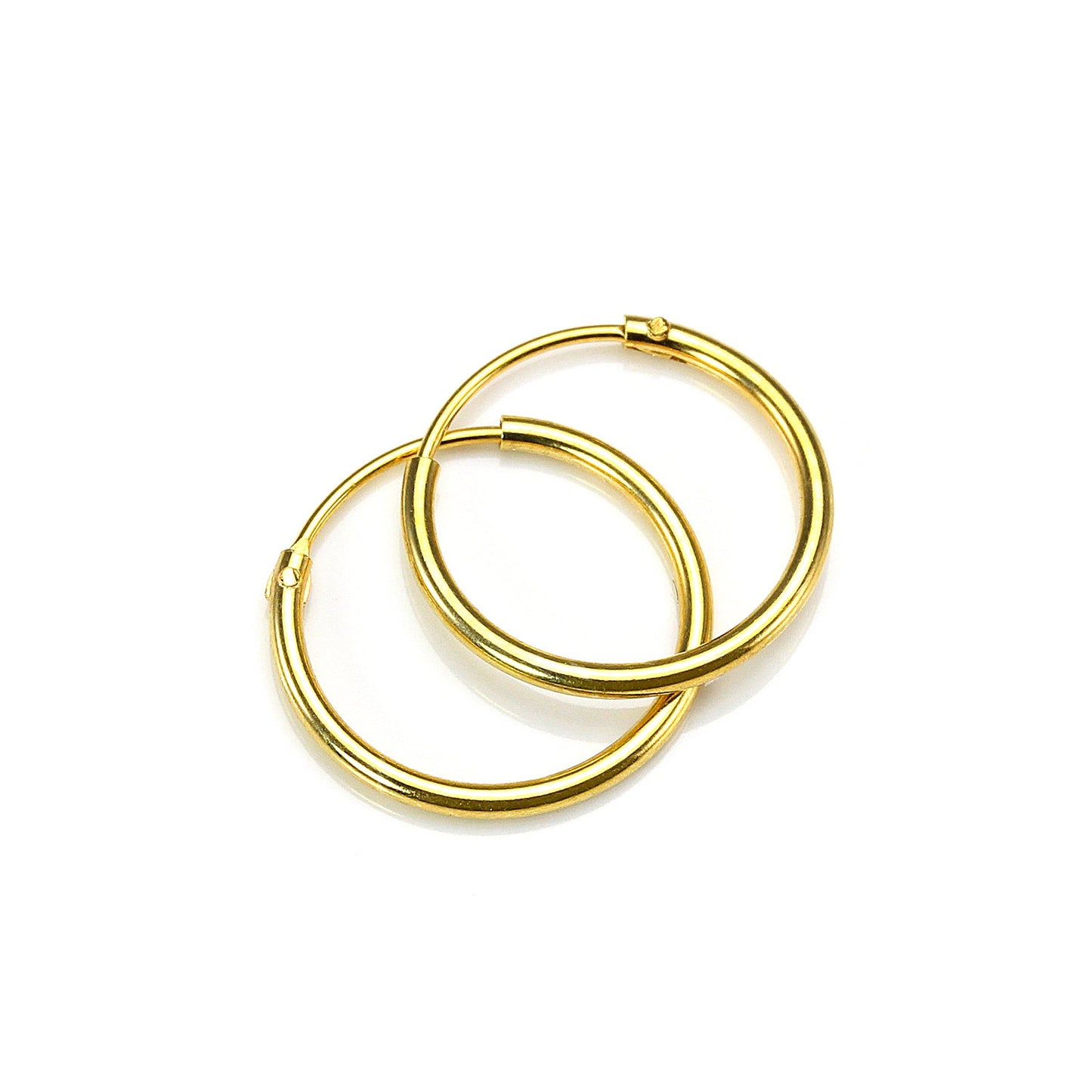 Gold Plated Sterling Silver Hoop Sleeper Earrings - 8mm - 35mm