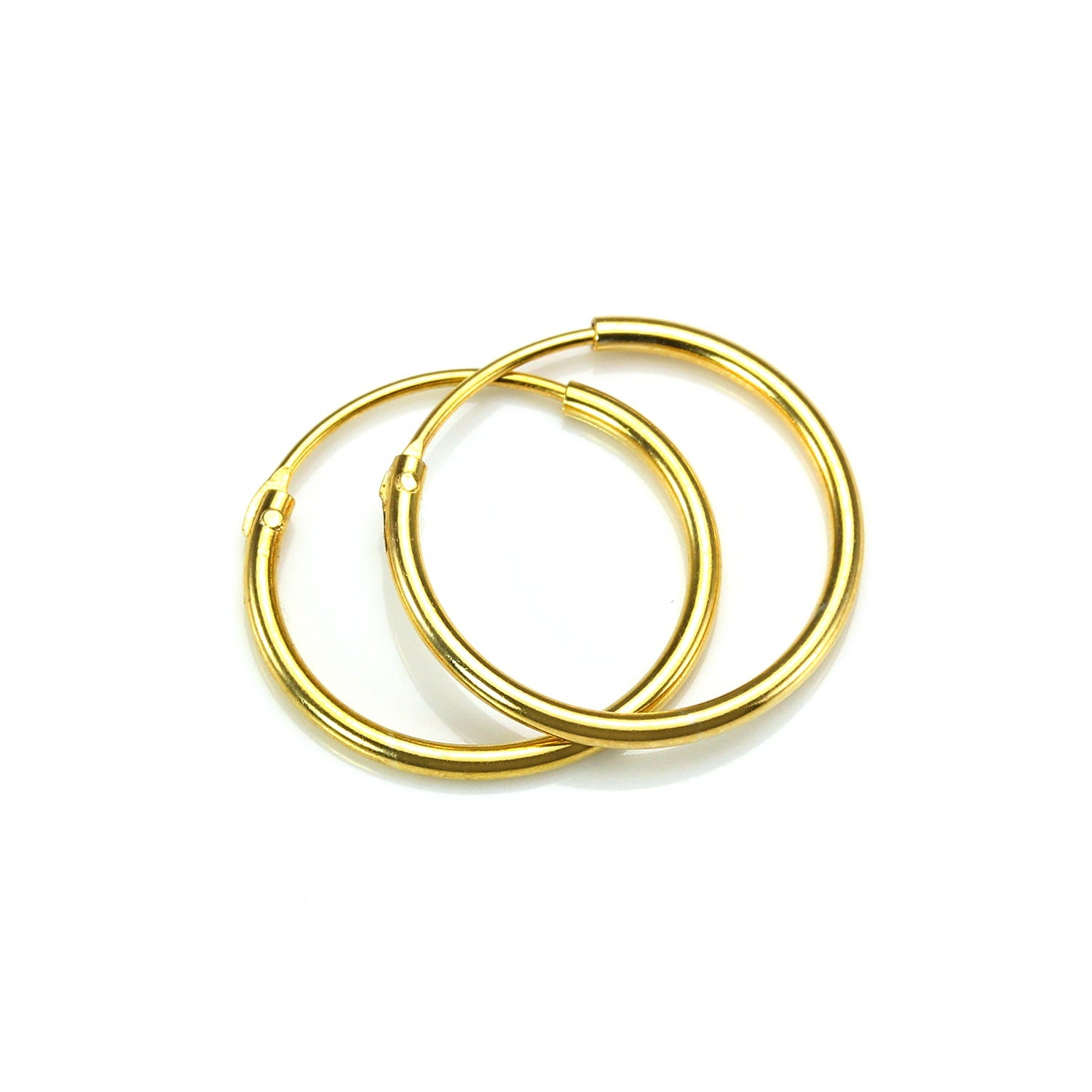Gold Plated Sterling Silver Hoop Sleeper Earrings - 8mm - 35mm