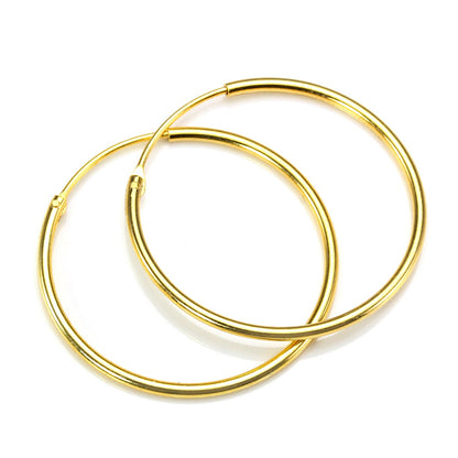 Gold Plated Sterling Silver Hoop Sleeper Earrings - 8mm - 35mm
