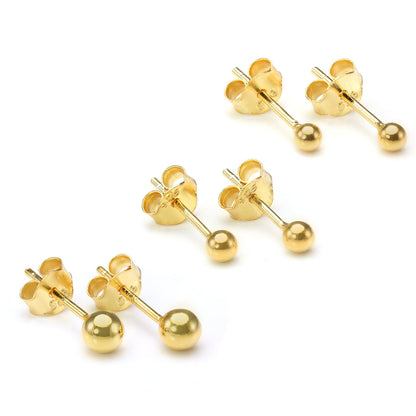 Gold Plated Small Sterling Silver Ball Stud Earrings 2mm - 6mm & Packs - jewellerybox