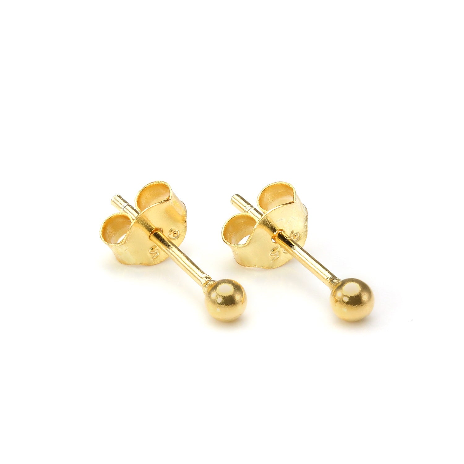 Gold Plated Small Sterling Silver Ball Stud Earrings 2mm - 6mm & Packs