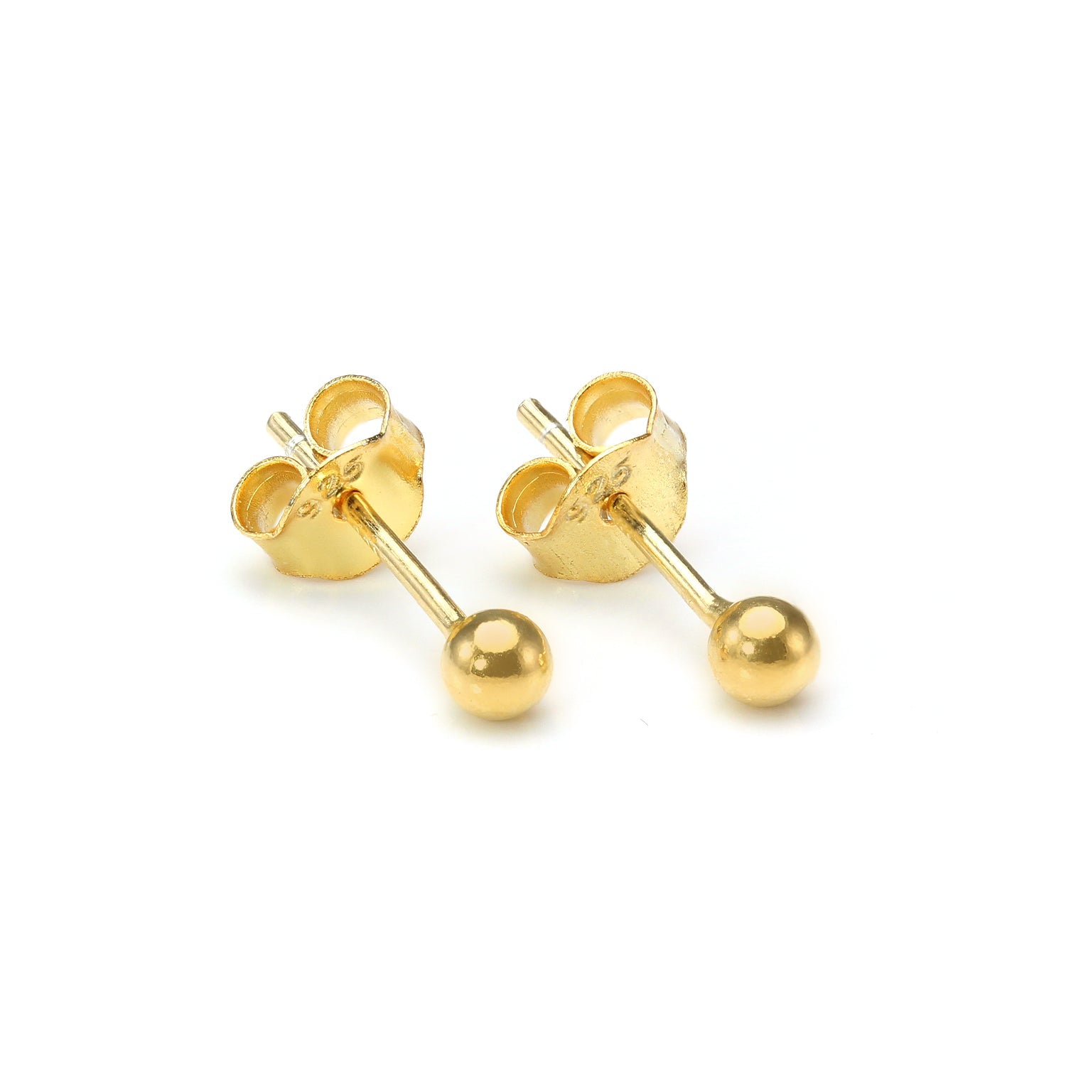 Gold Plated Small Sterling Silver Ball Stud Earrings 2mm - 6mm & Packs