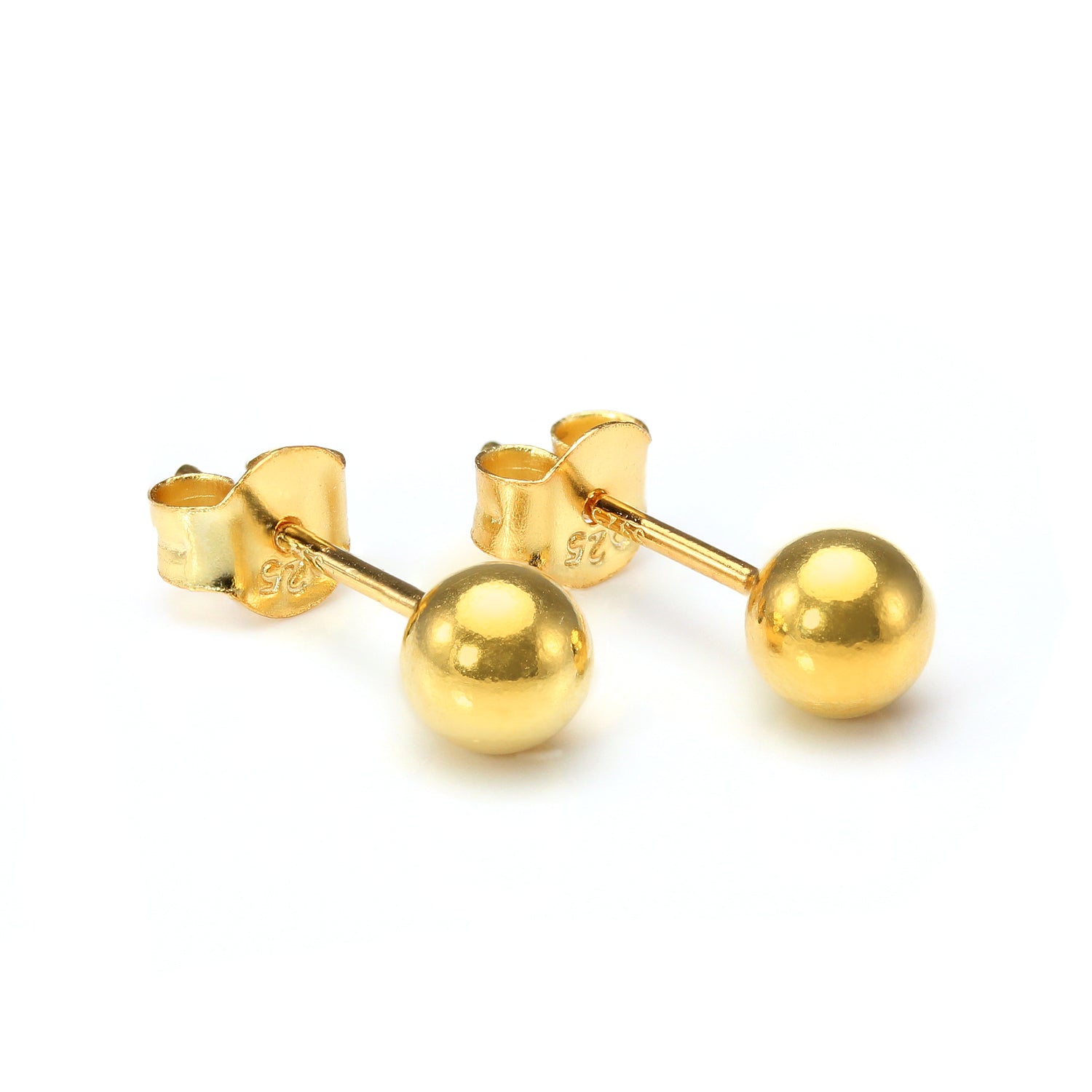 Gold Plated Small Sterling Silver Ball Stud Earrings 2mm - 6mm & Packs