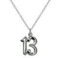 Sterling Silver 13th Birthday Number Pendant Necklace 14 - 22 Inches