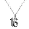 Sterling Silver 16th Birthday Number Pendant Necklace 14 - 22 Inches