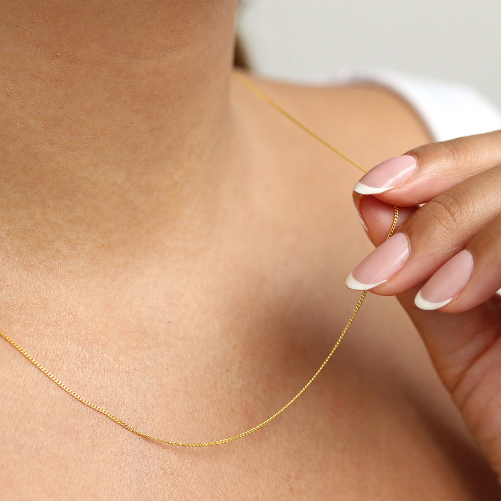 Gold Plated Sterling Silver Fine Diamond Cut Curb Chain