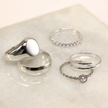 Sterling Silver Half Eternity with Dots Ring - Size I - W