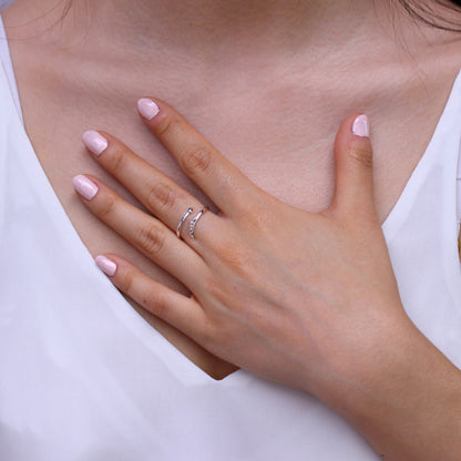 Sterling Silver Heart & Arrow Adjustable Midi Ring