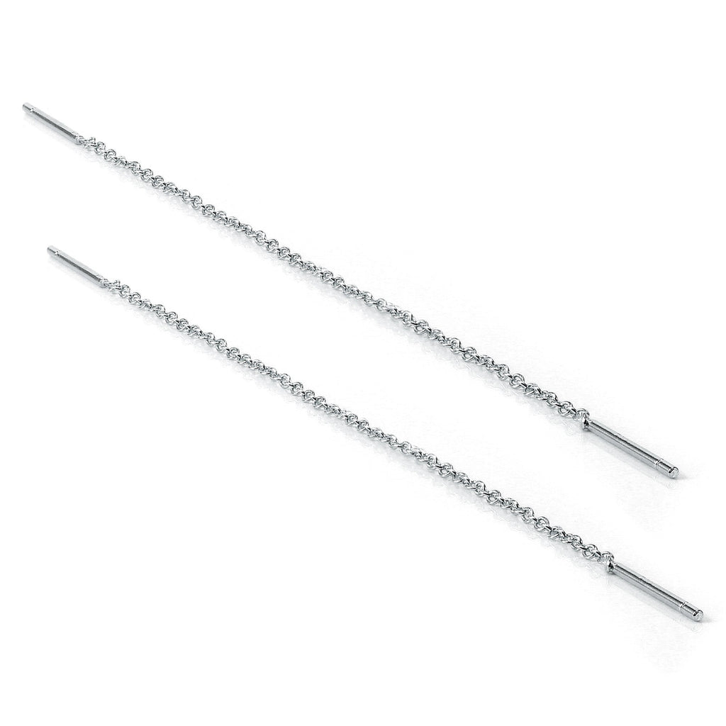 Sterling Silver 12mm Bar Threader Pull Through Belcher Chain Earrings