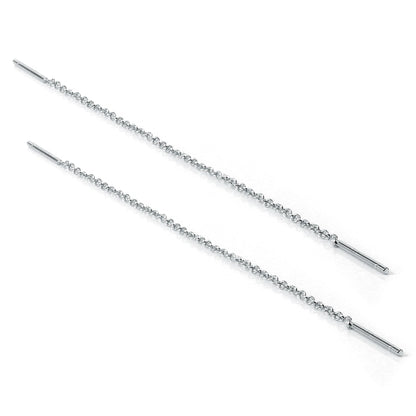 Sterling Silver 12mm Bar Threader Pull Through Belcher Chain Earrings