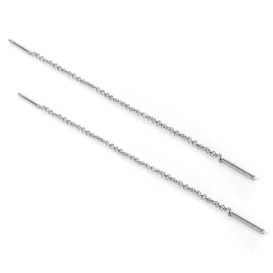 Sterling Silver 12mm Bar Threader Pull Through Belcher Chain Earrings