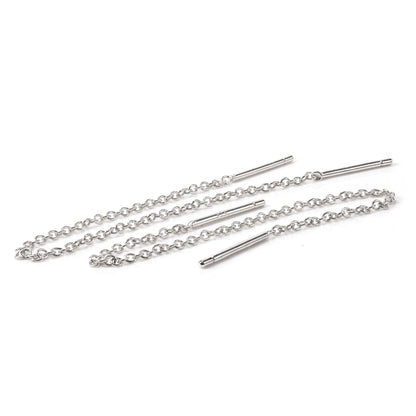 Sterling Silver 12mm Bar Threader Pull Through Belcher Chain Earrings