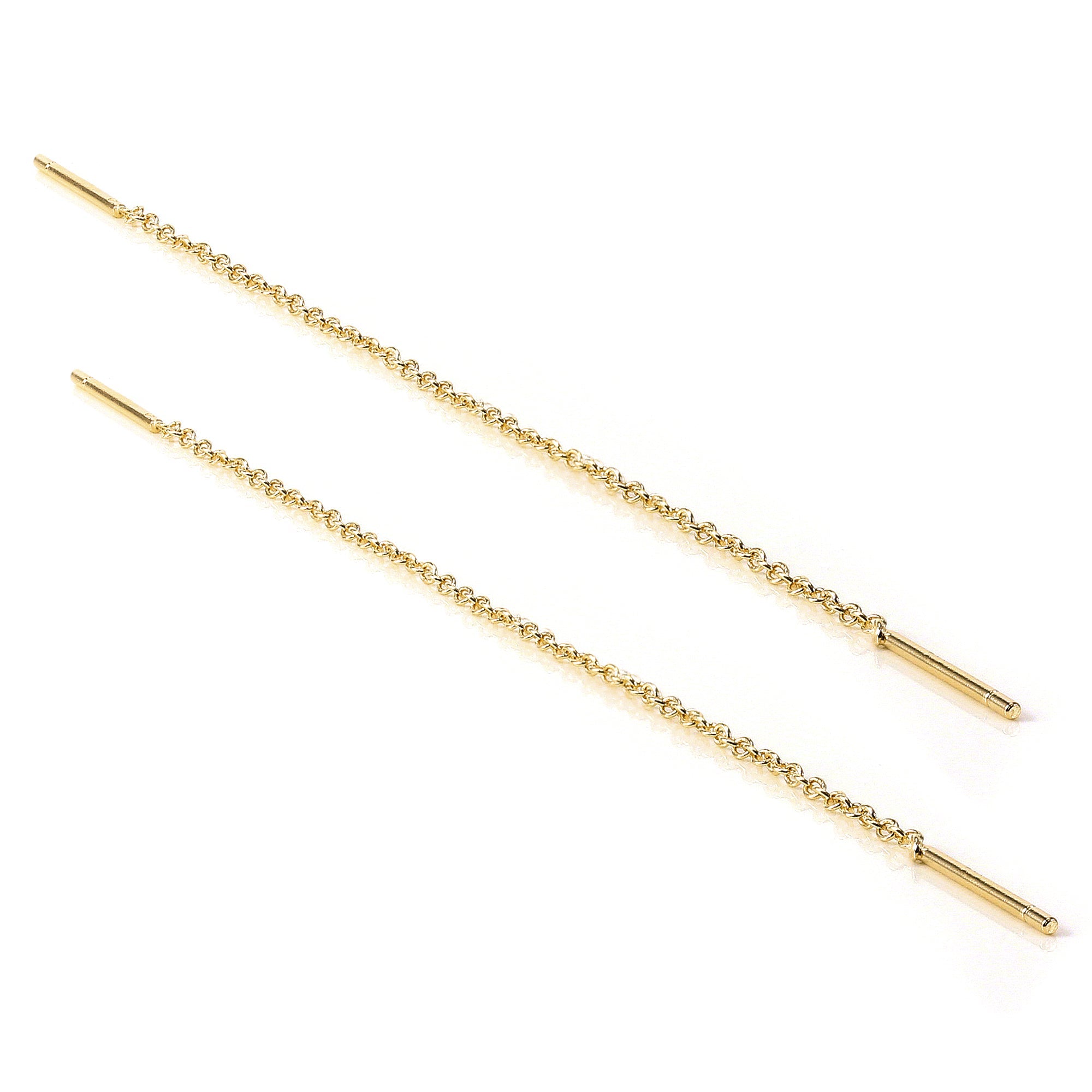 Gold Plated Sterling Silver 12mm Bar Threader Pull Through Earrings
