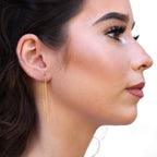 Gold Plated Sterling Silver 12mm Bar Threader Pull Through Earrings