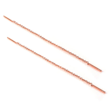 Rose Gold Plated Sterling Silver 12mm Bar Threader Pull Through Earrings