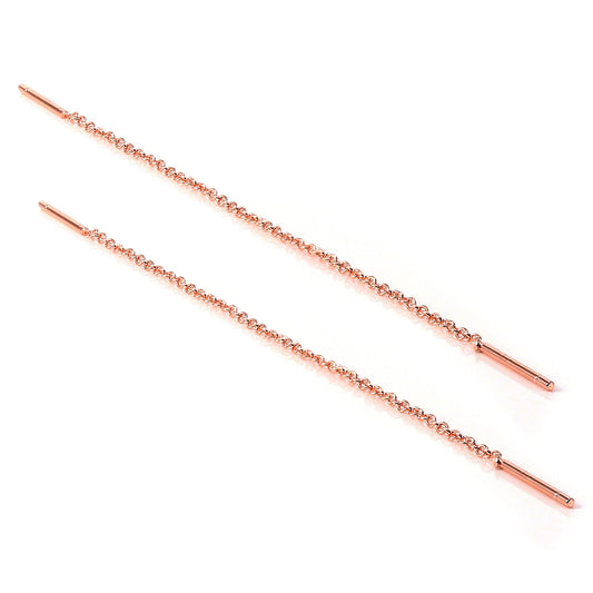Rose Gold Plated Sterling Silver 12mm Bar Threader Pull Through Earrings