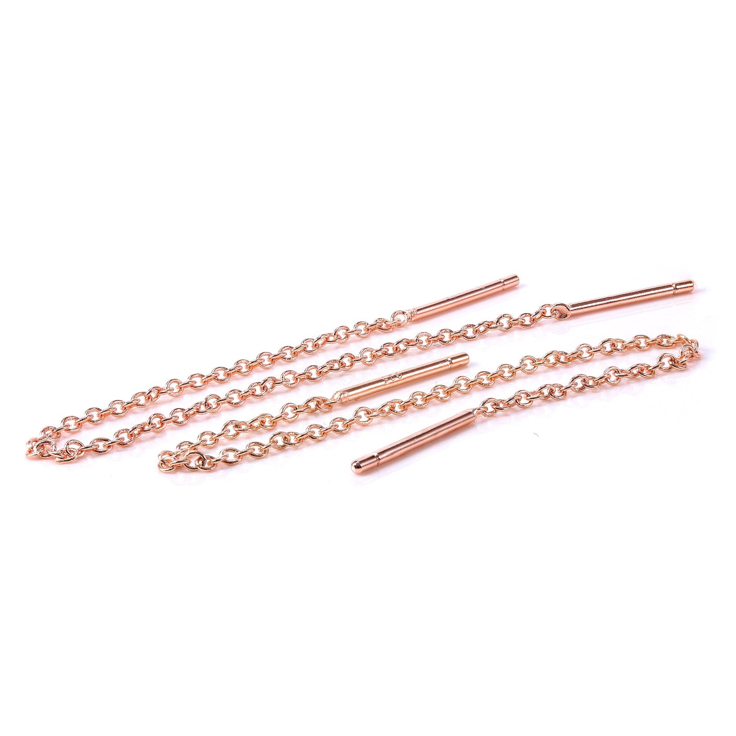 Rose Gold Plated Sterling Silver 12mm Bar Threader Pull Through Earrings