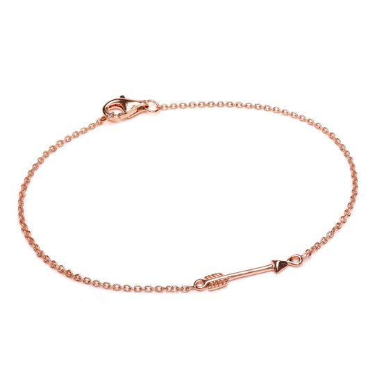 Fine Light Rose Gold Plated Sterling Silver 7 Inch Arrow Bracelet