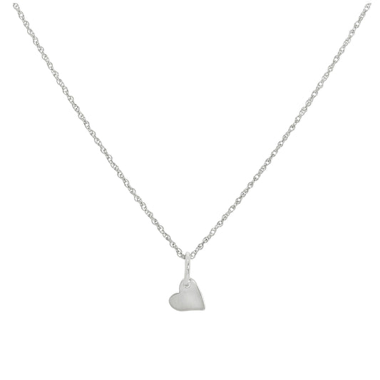 Sterling Silver Small 6mm Flat Heart Pendant Necklace 14 - 22 Inches