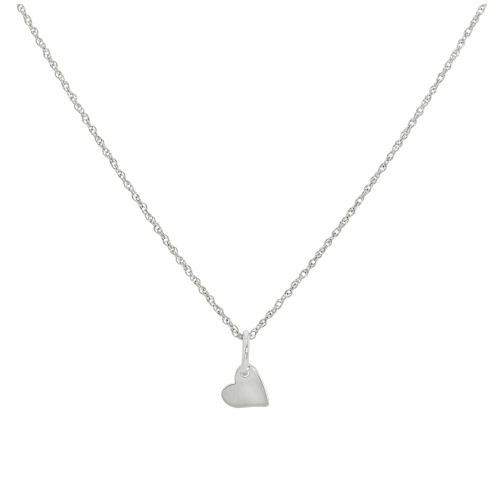 Sterling Silver Small 6mm Flat Heart Pendant Necklace 16 - 22 Inches