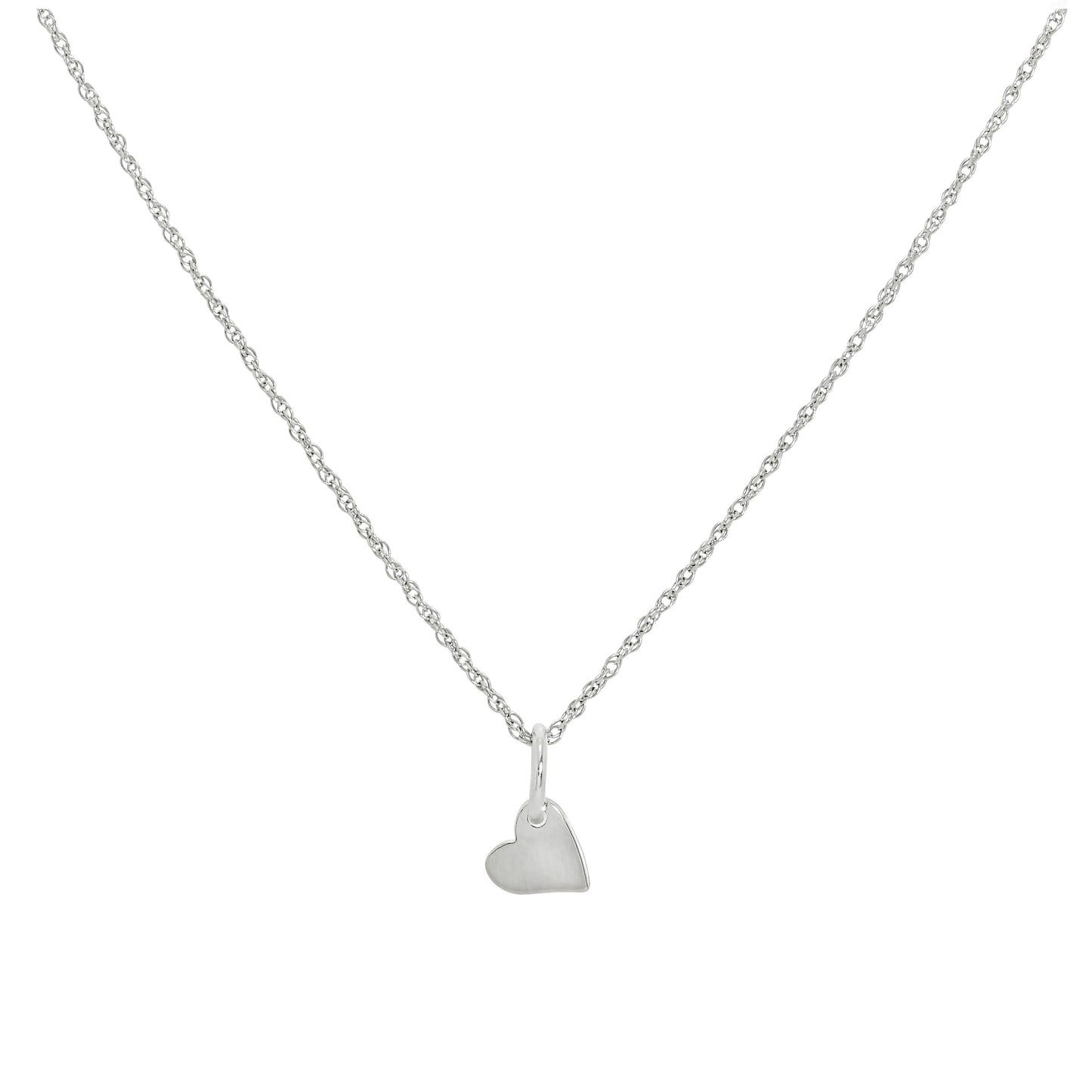 Sterling Silver Small 6mm Flat Heart Pendant Necklace 16 - 22 Inches