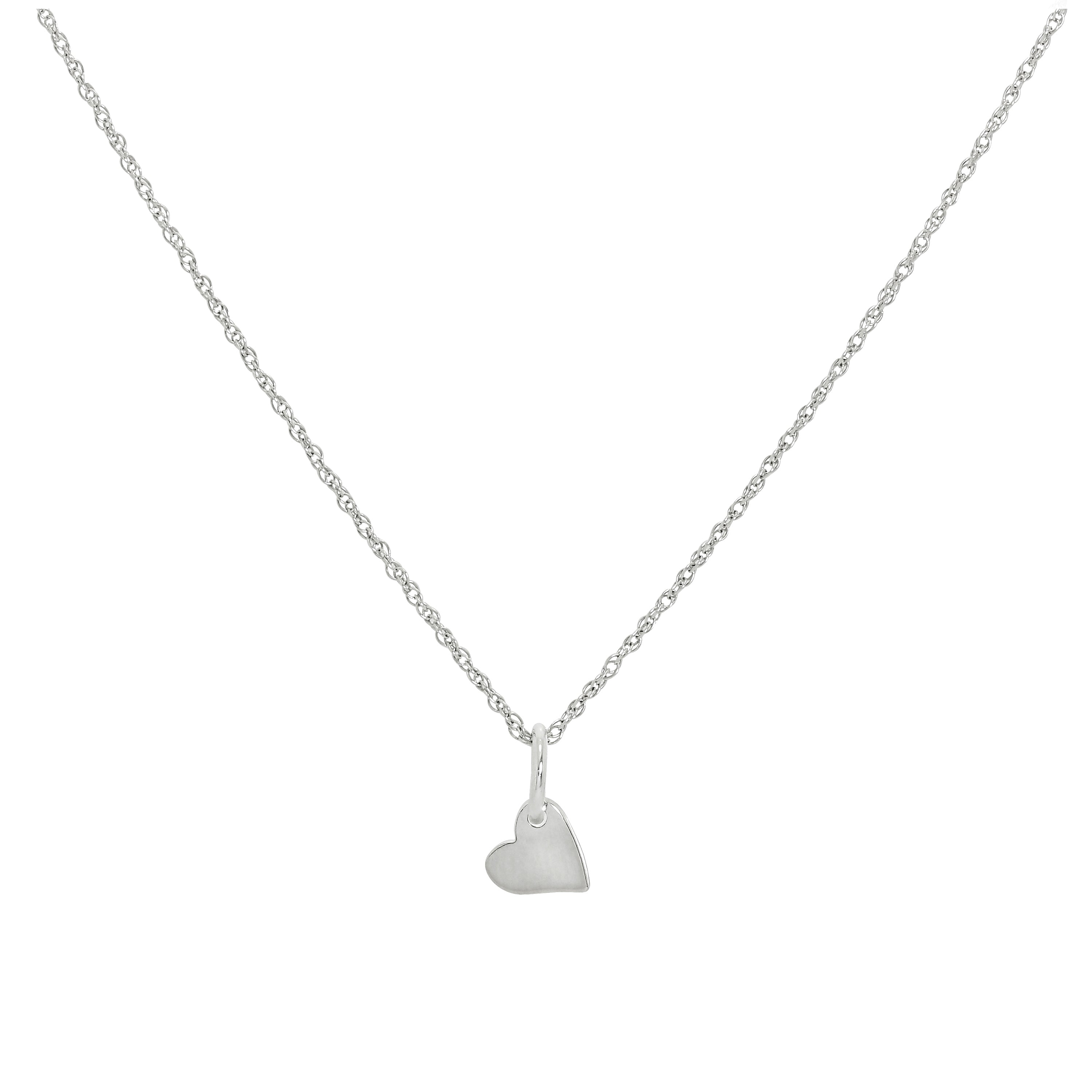 Sterling Silver Small 6mm Flat Heart Pendant Necklace 16 - 22 Inches