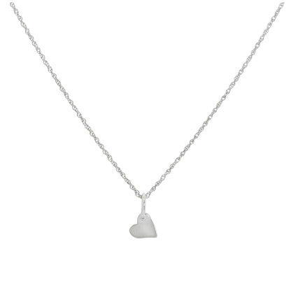 Sterling Silver Small 6mm Flat Heart Pendant Necklace 16 - 22 Inches