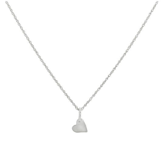 Sterling Silver Small 6mm Flat Heart Pendant Necklace 16 - 22 Inches
