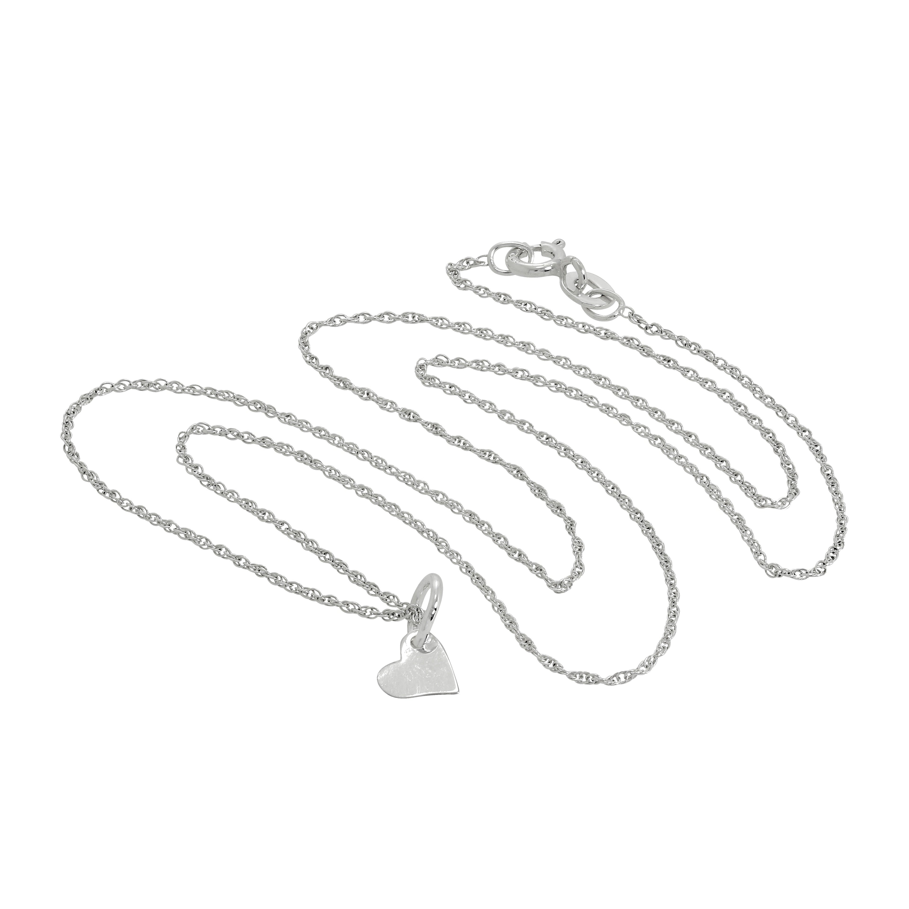 Sterling Silver Small 6mm Flat Heart Pendant Necklace 16 - 22 Inches
