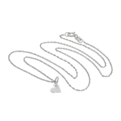 Sterling Silver Small 6mm Flat Heart Pendant Necklace 16 - 22 Inches