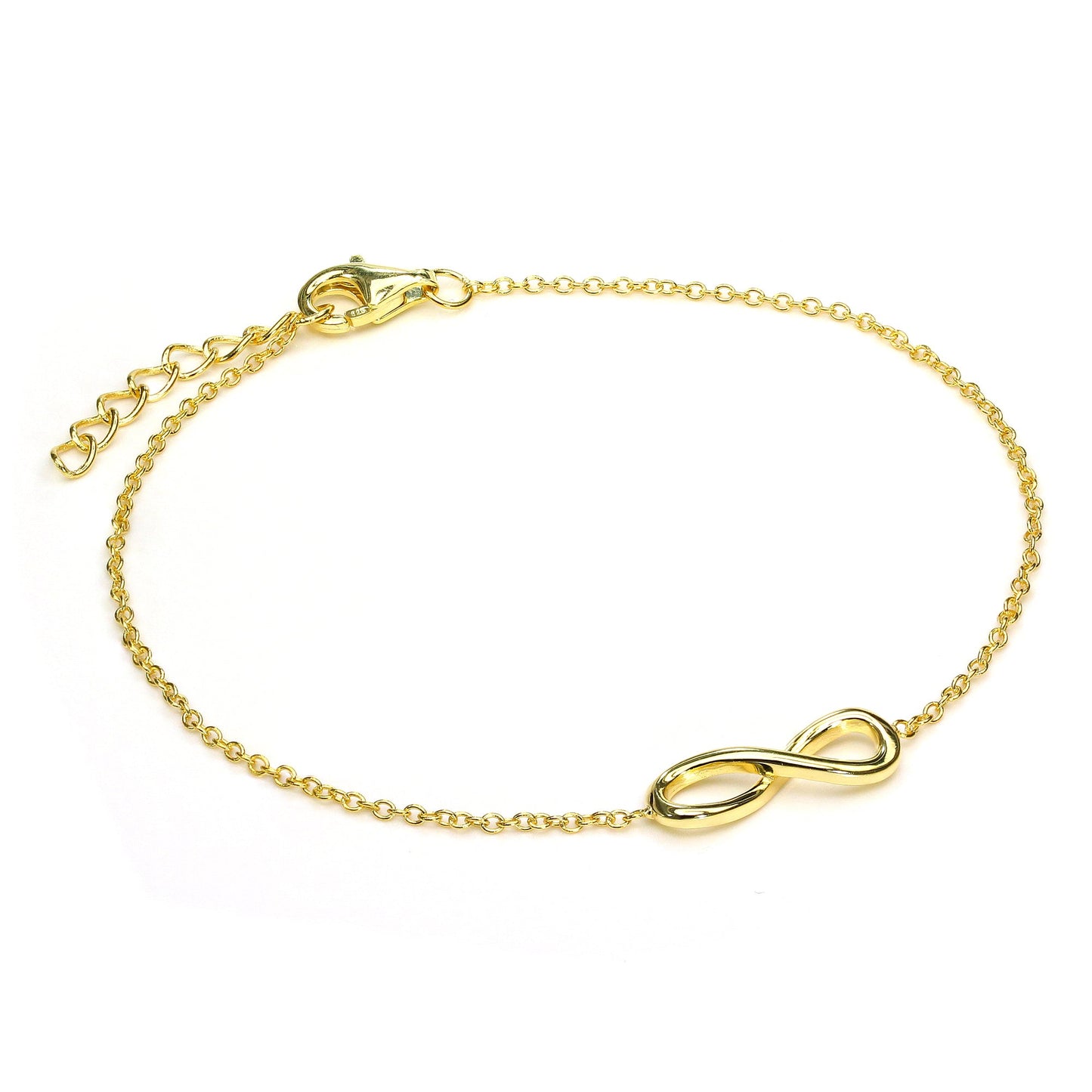 Gold Plated Sterling Silver Fine Infinity Bracelet with Clasp