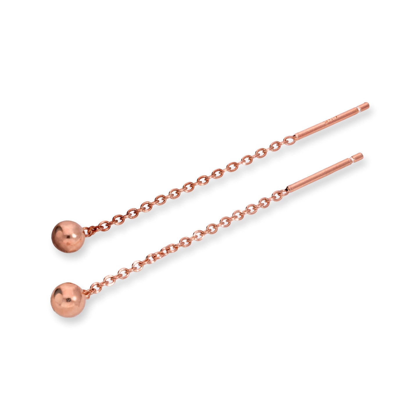 Rose Gold Plated Sterling Silver 4mm Ball Pull Through Earrings