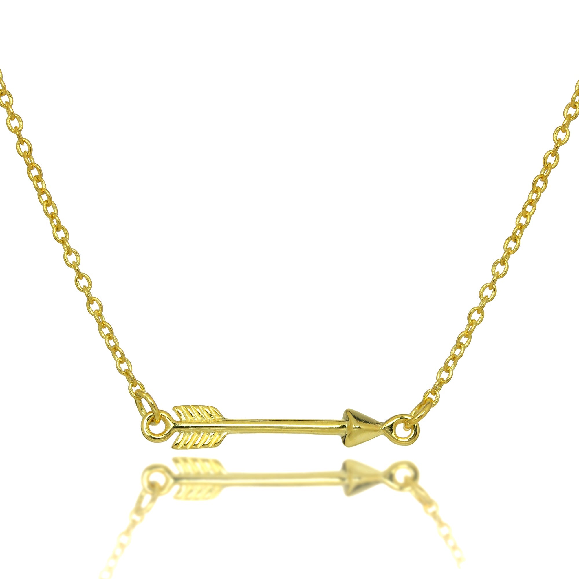 Gold Plated Sterling Silver 16 Inch Arrow Necklace Chain