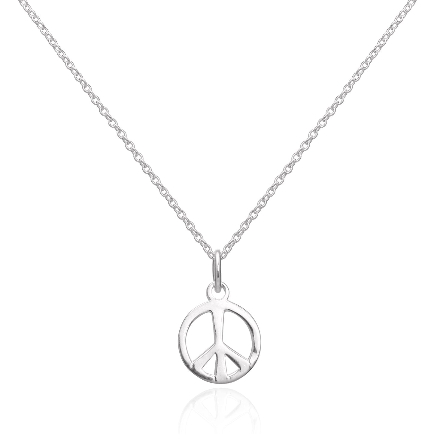Sterling Silver Peace Sign Pendant Necklace 16 - 22 Inches