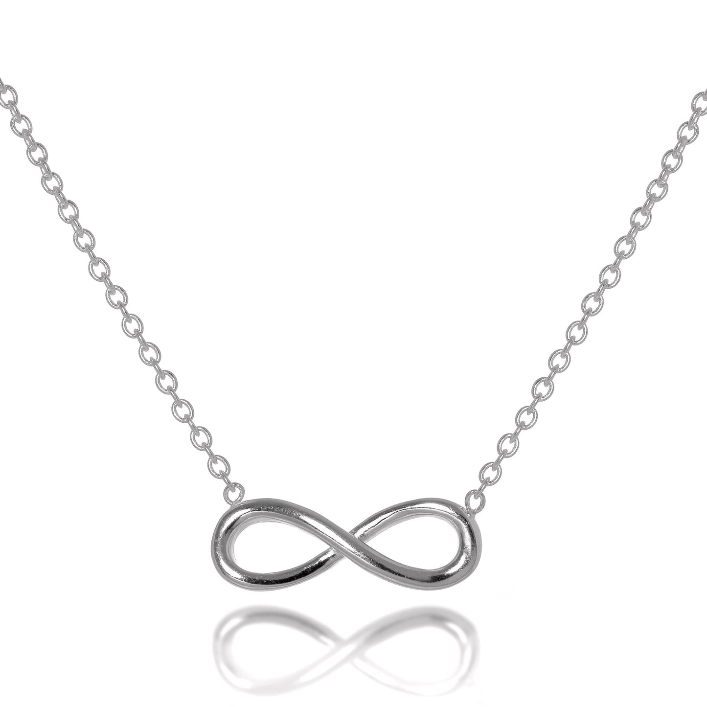 Sterling Silver Infinity Necklace 16-18 Inch Chain
