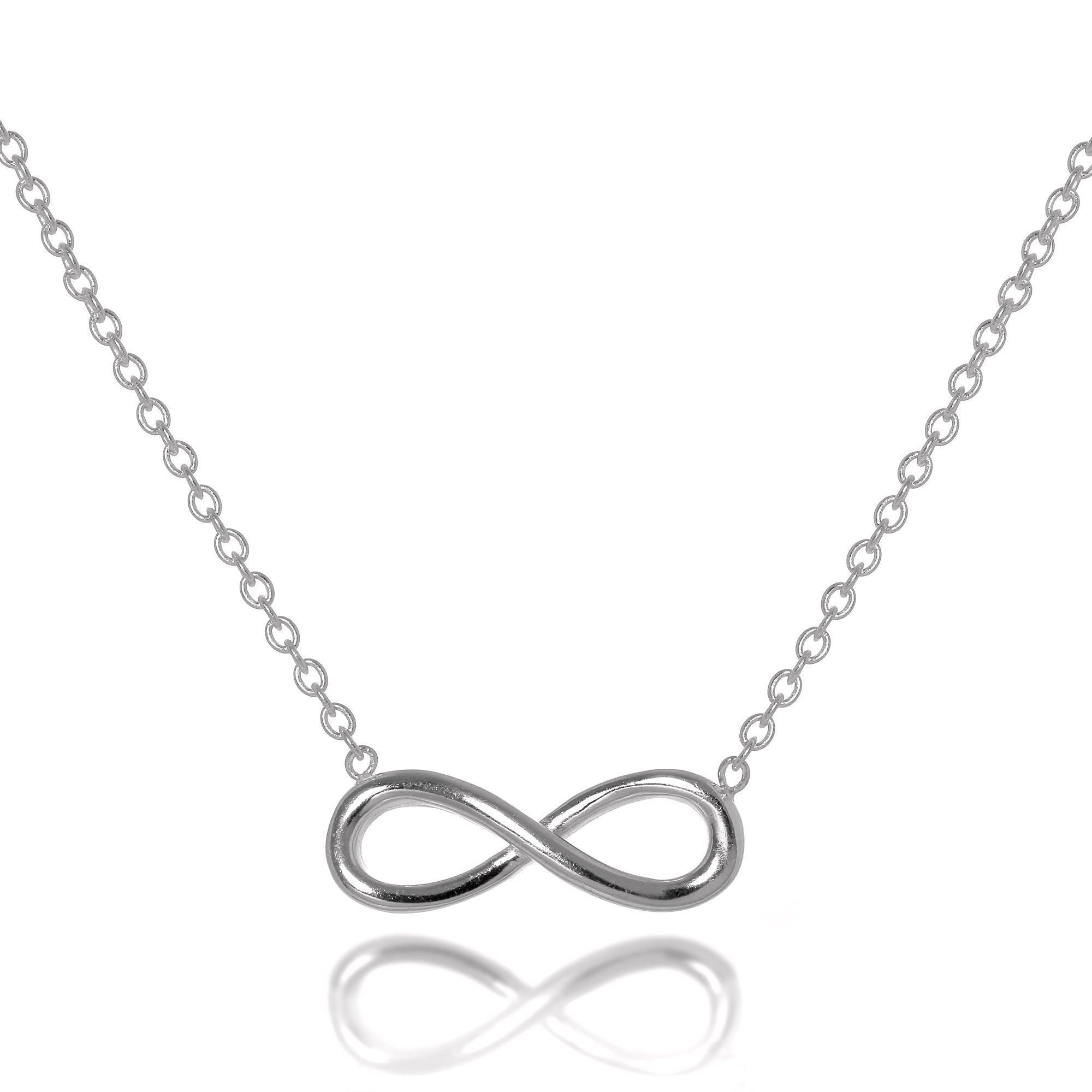 Sterling Silver Infinity Necklace 16-18 Inch Chain