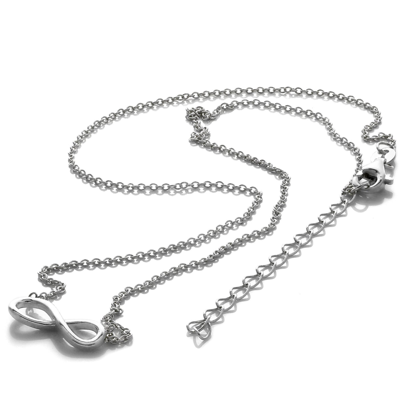 Sterling Silver Infinity Necklace 16-18 Inch Chain