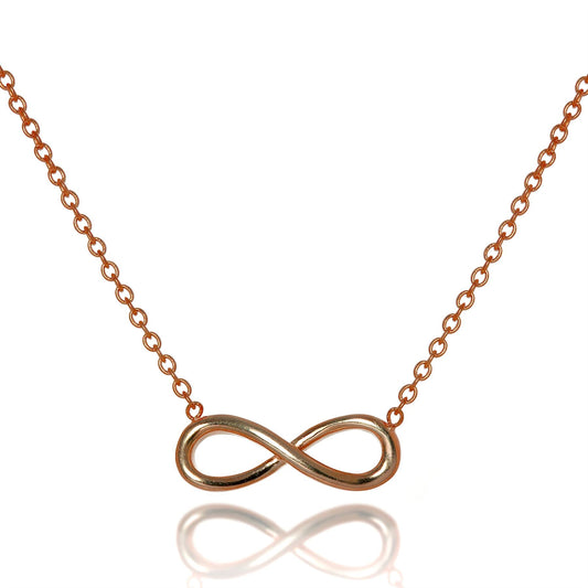 Rose Gold Plated Sterling Silver Infinity Necklace 16-18 Inch Chain