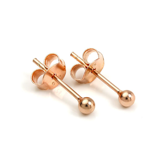 Rose Gold Plated Sterling Silver 2mm Ball Stud Earrings